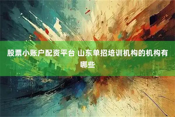 股票小账户配资平台 山东单招培训机构的机构有哪些